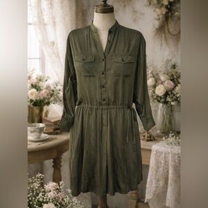Zadig & Voltaire “Romeo” Green/Brown Satin Dress